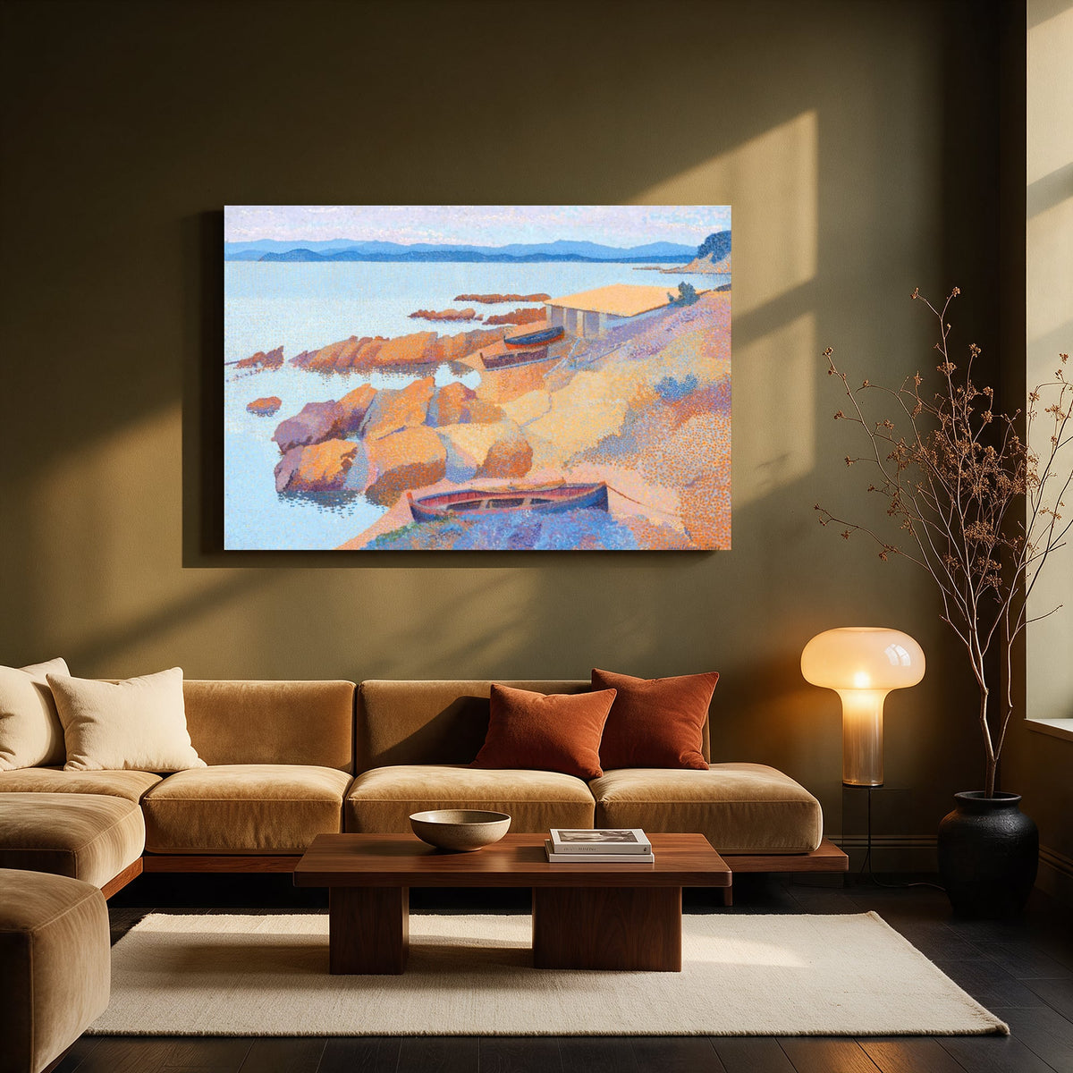 Sunlit Rocky Shore — Living room Landscape