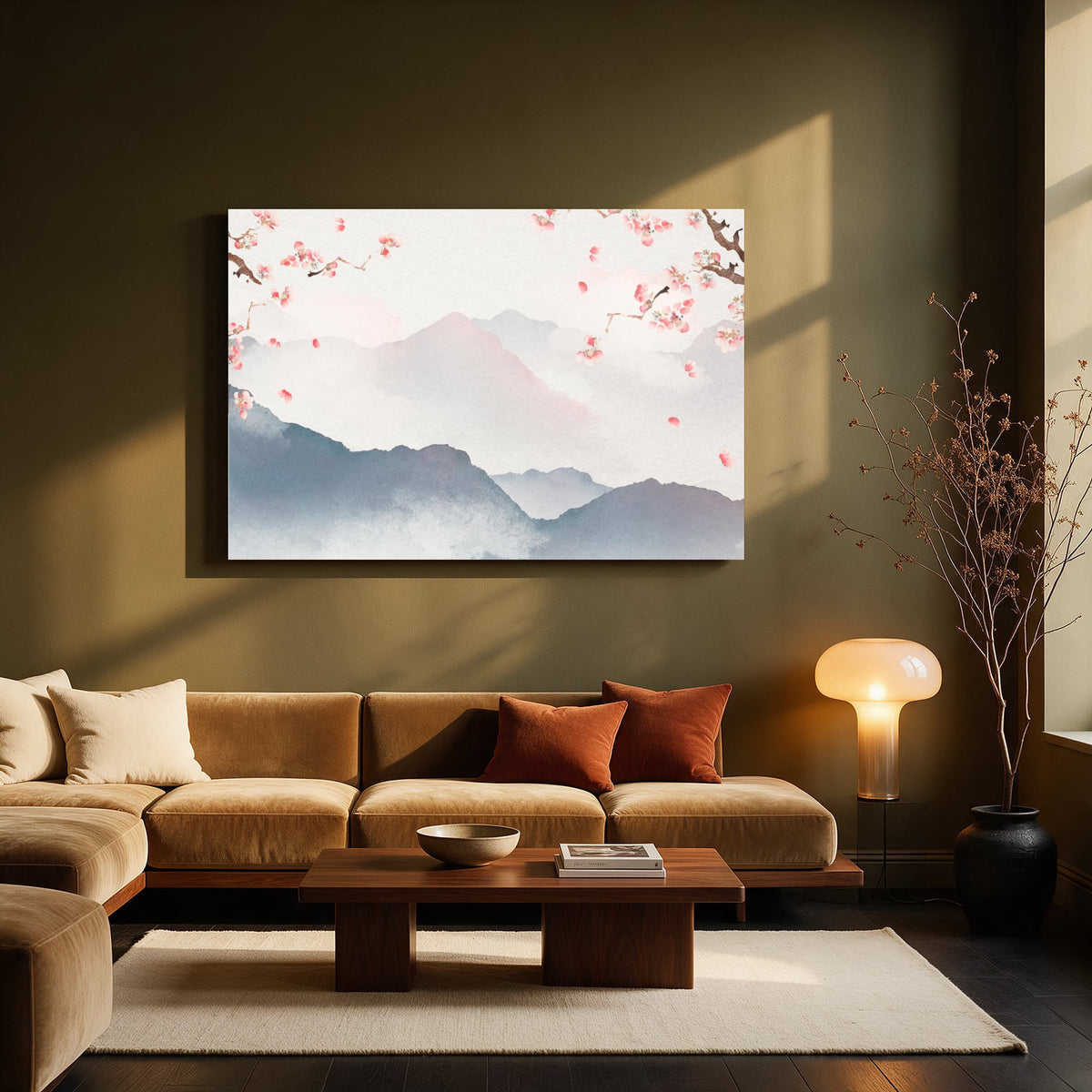 Misty Mountains and Plum Blossom — Living room Landscape