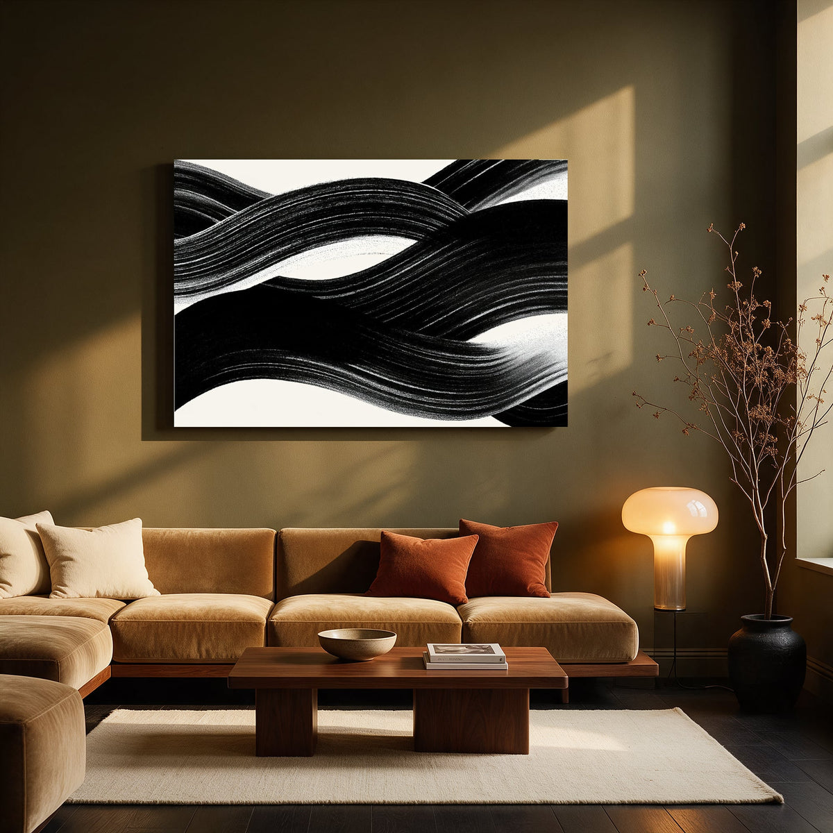 Braided Ink Waves — Living room Landscape