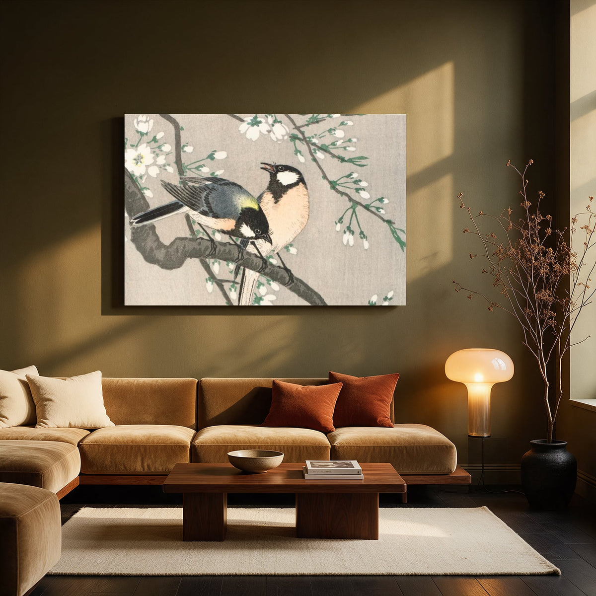 Great Tit on Blossom Branch — Living room Landscape