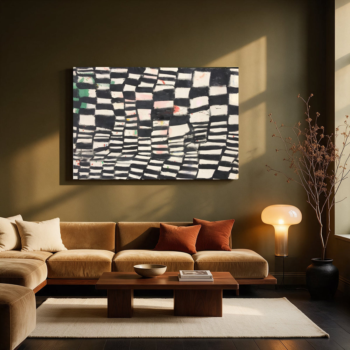 Checkerboard Ink Grid — Living room Landscape