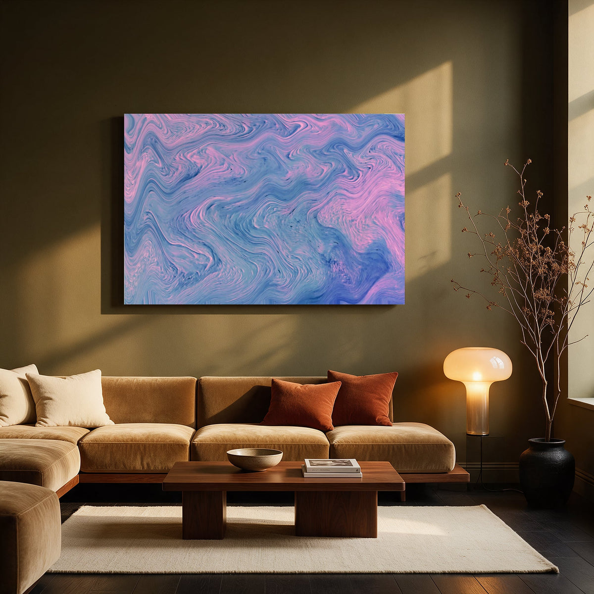 Pink and Blue Swirl — Living room Landscape