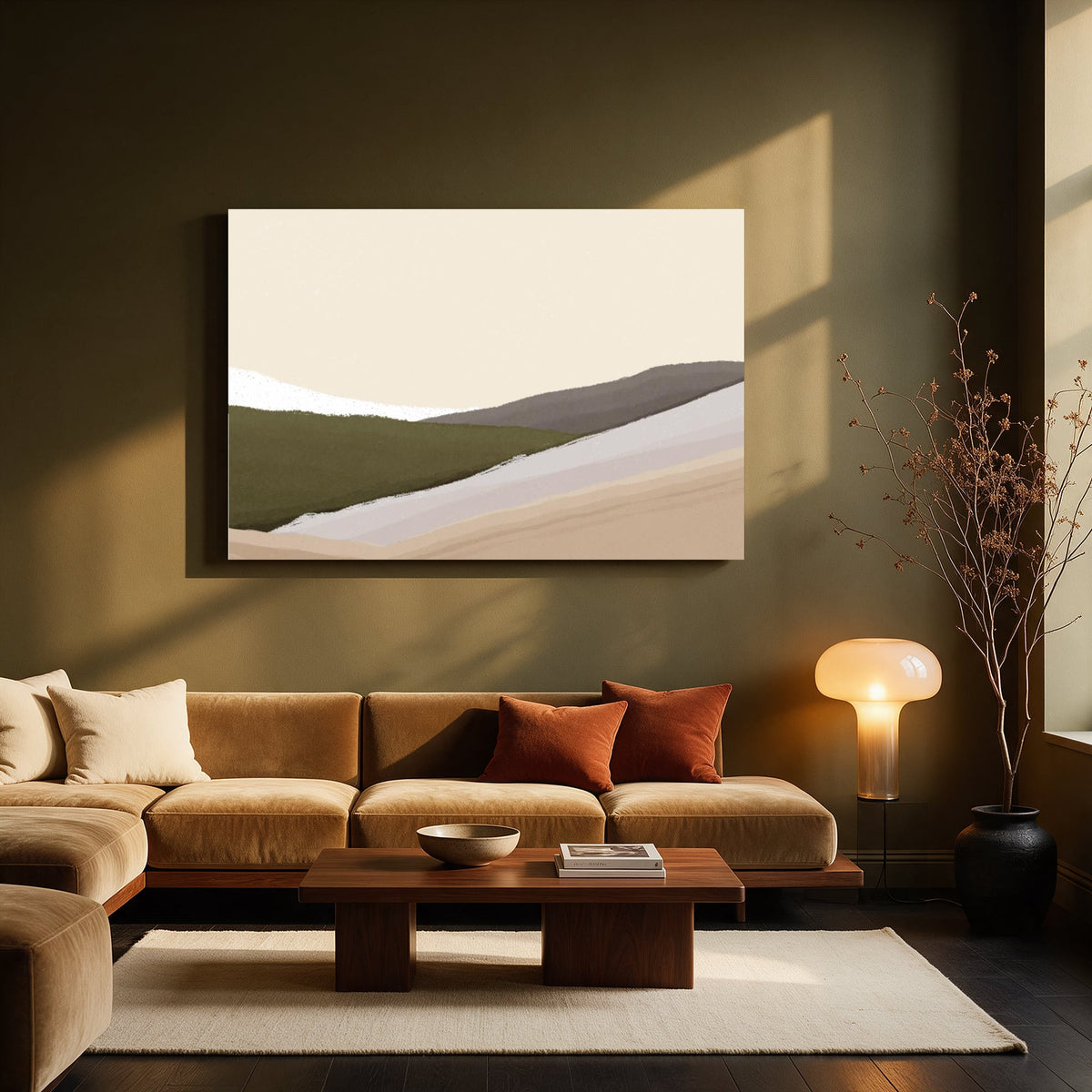 Olive Hills and Snow — Living room Landscape