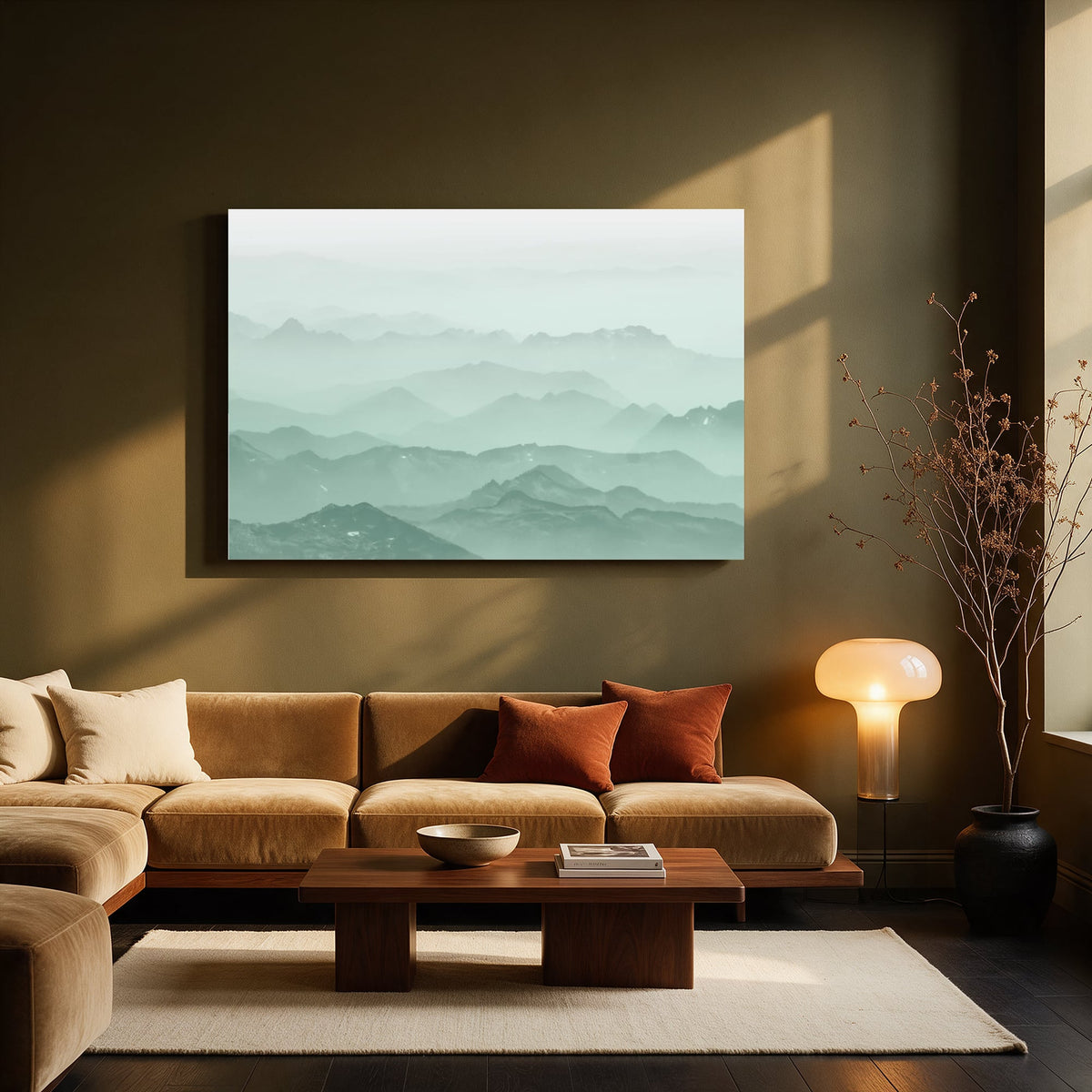Misty Emerald Ridges — Living room Landscape