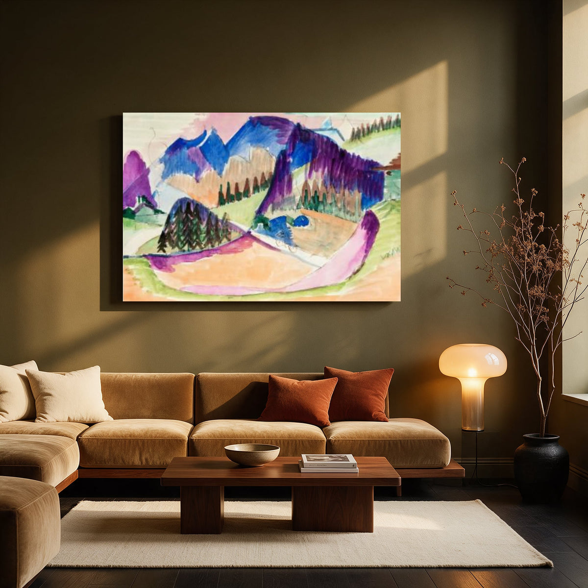 Alpine Watercolor Landscape — Living room Landscape