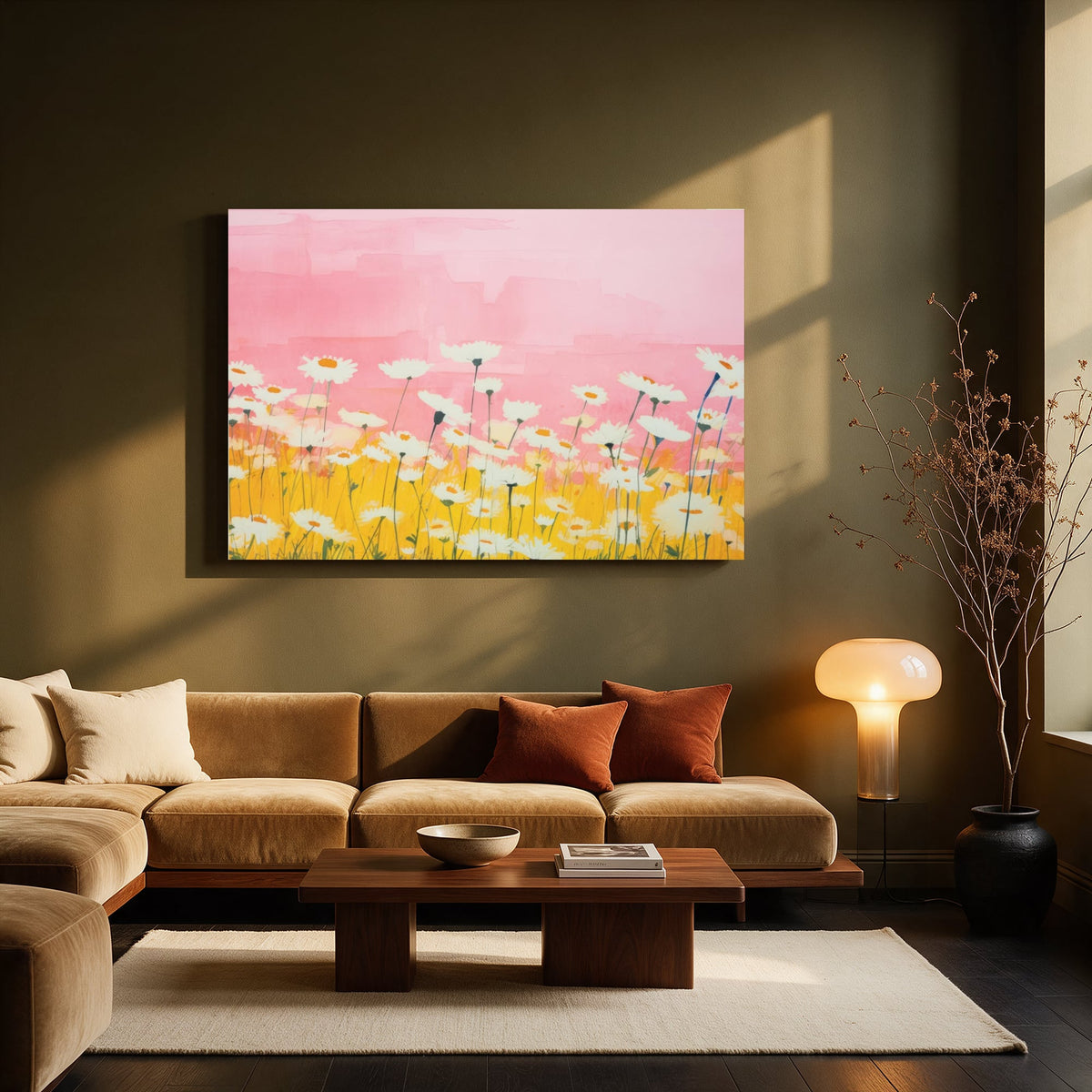 Daisy Field at Sunrise — Living room Landscape