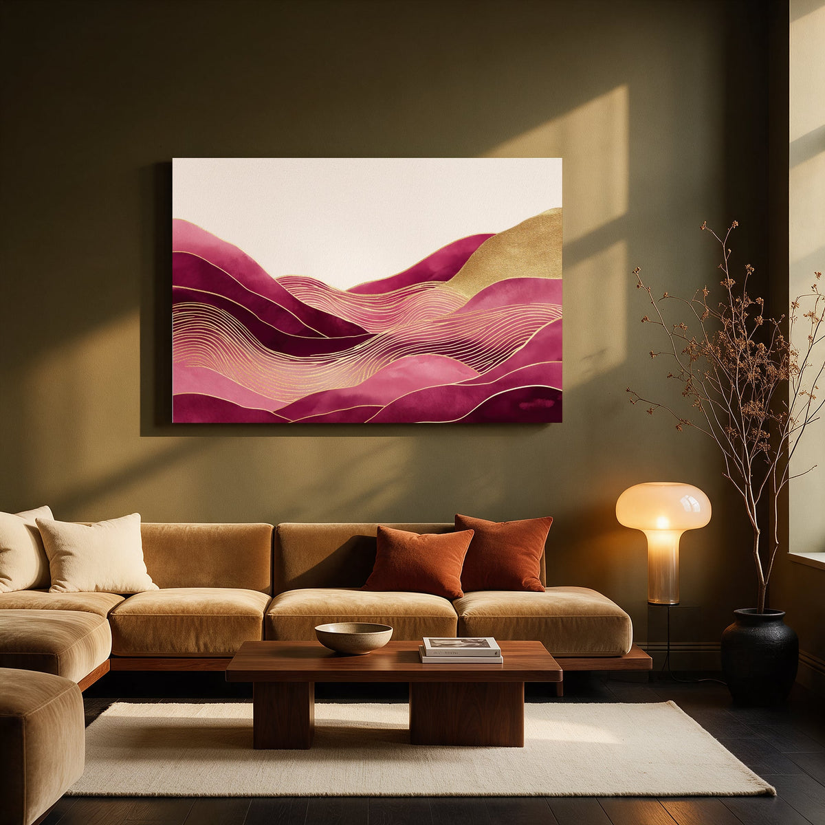 Gilded Mountain Waves — Living room Landscape