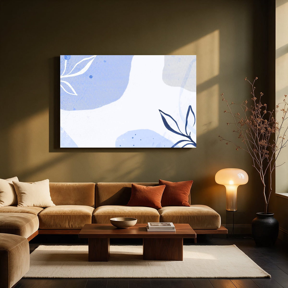 Blue Botanical Watercolor — Living room Landscape
