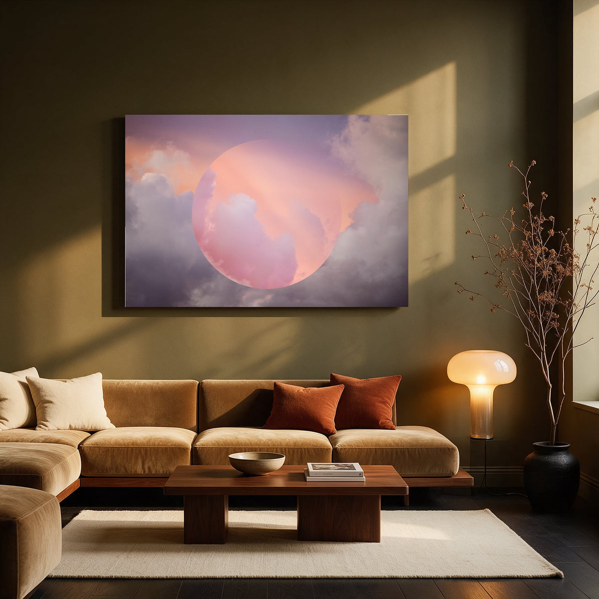 Pink Moon in Clouds — Living room Landscape