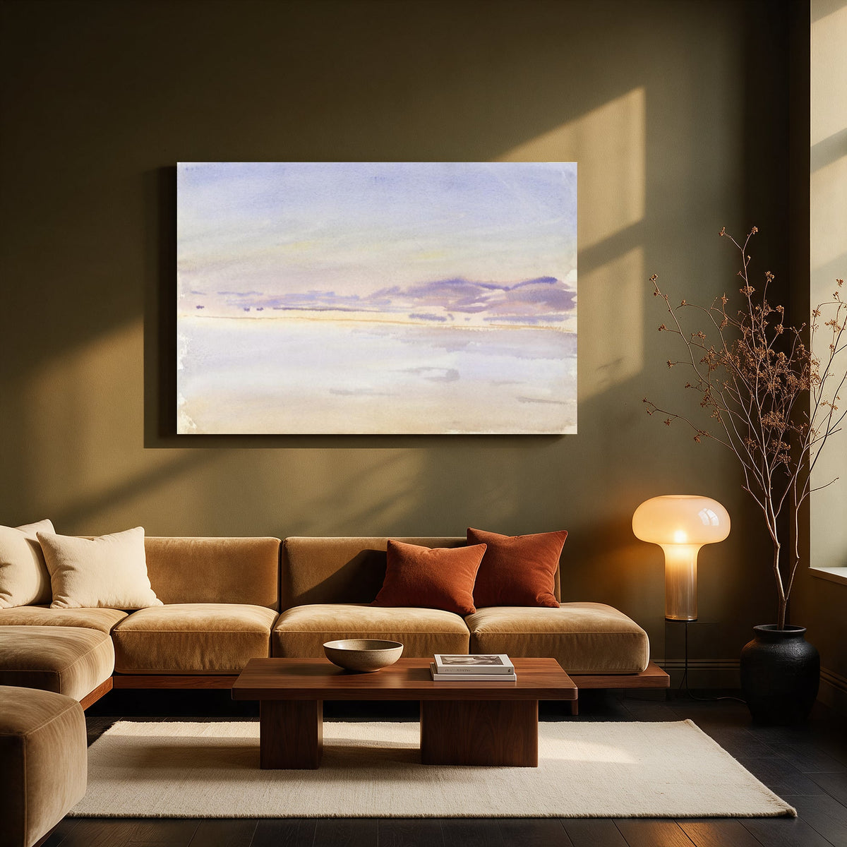 Lavender Shore Watercolor — Living room Landscape