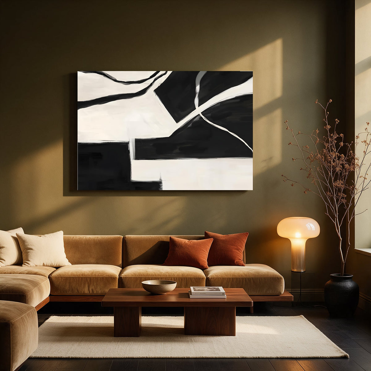 Black and Cream Abstract — Living room Landscape