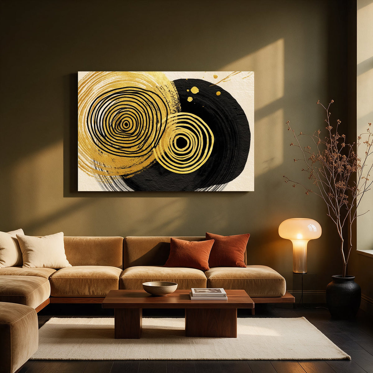 Overlapping Gold Spirals — Living room Landscape