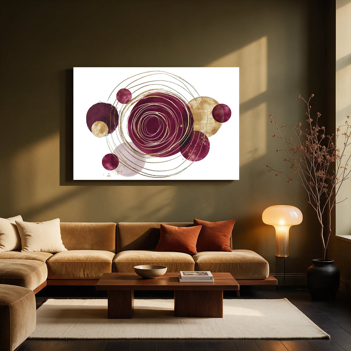 Orbiting Gold Circles — Living room Landscape