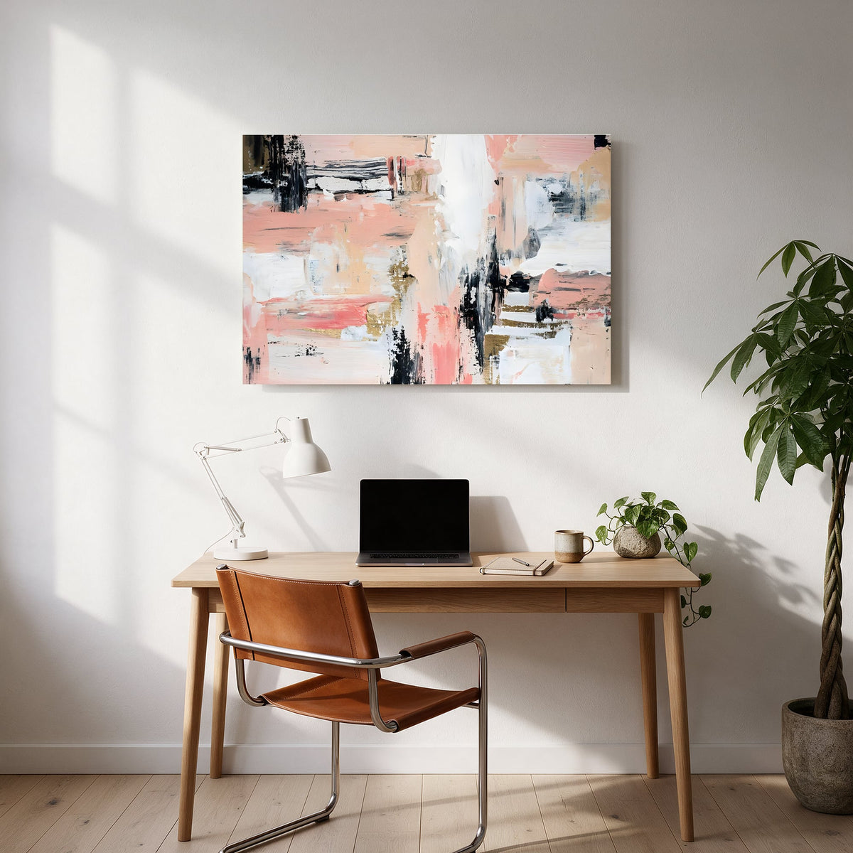 Blush Painterly Abstract — office room landscape