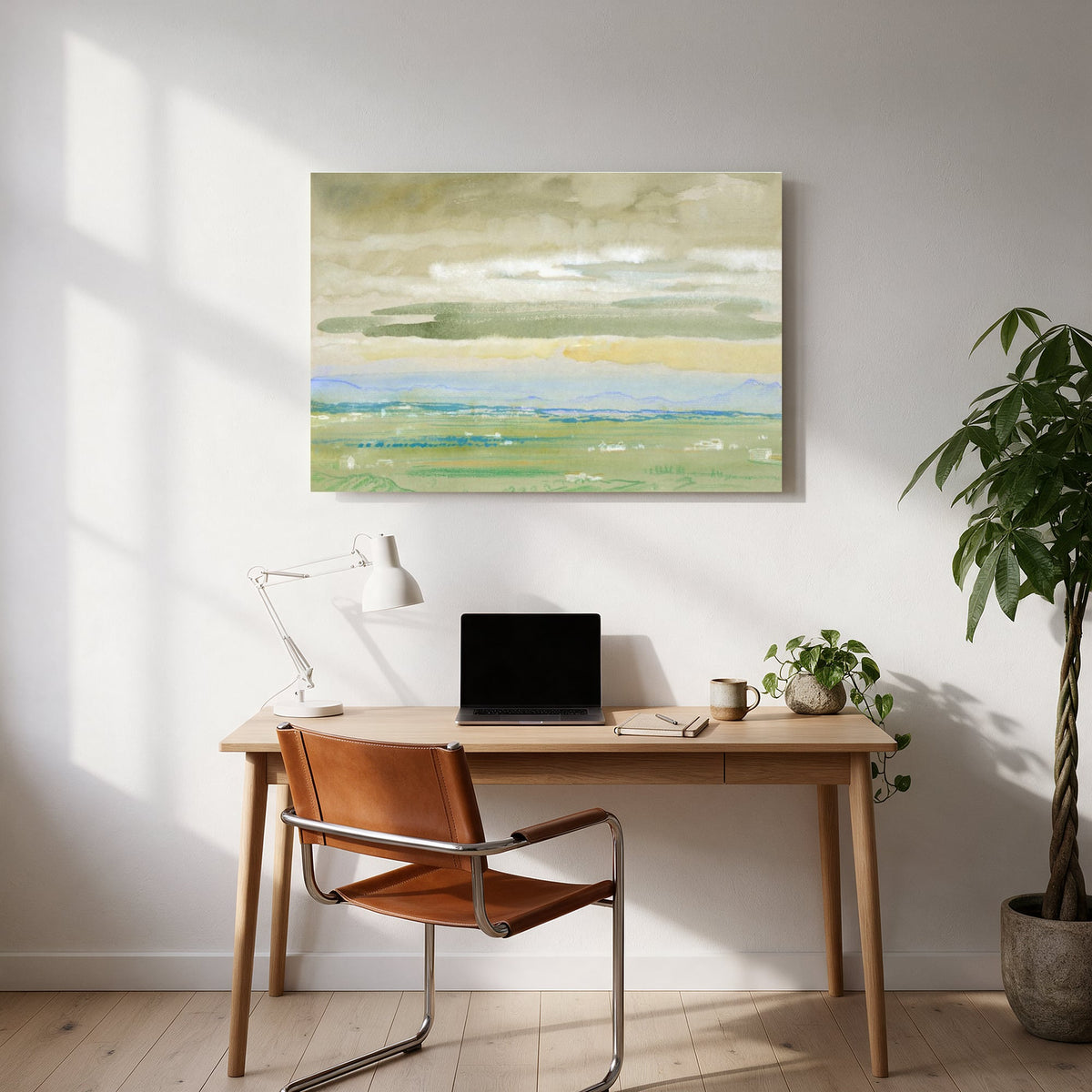 Green Marsh Watercolor — office room landscape