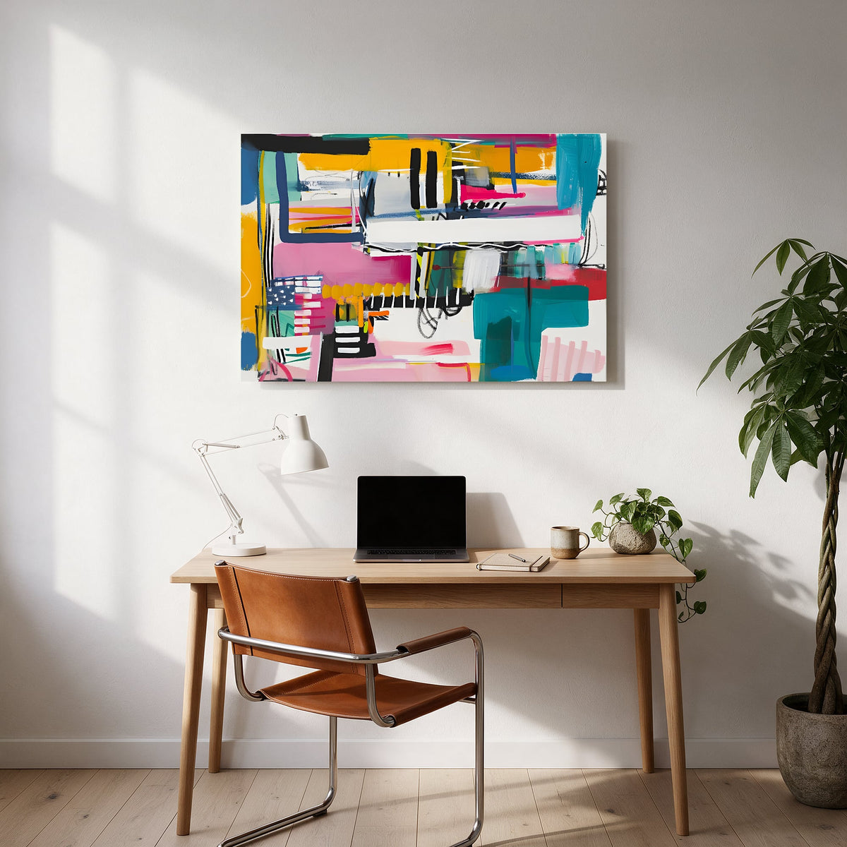 Bold Brushstroke Collage — office room landscape