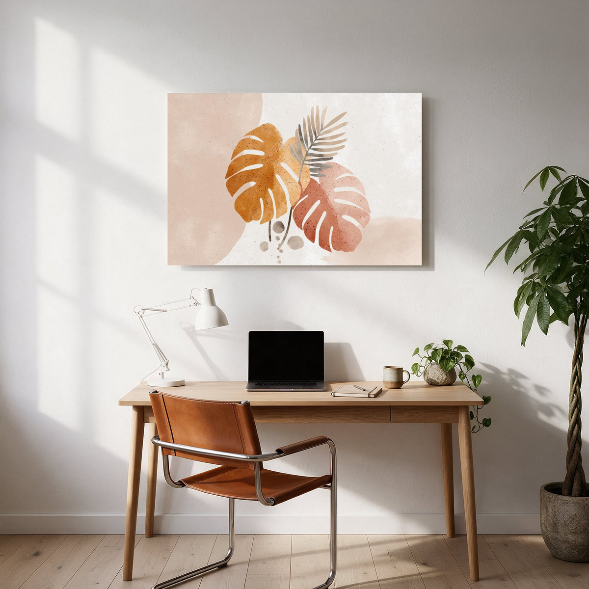 Mustard Tropical Leaves — office room landscape