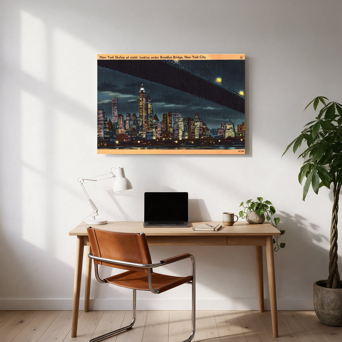 New York Skyline at Night — office room landscape