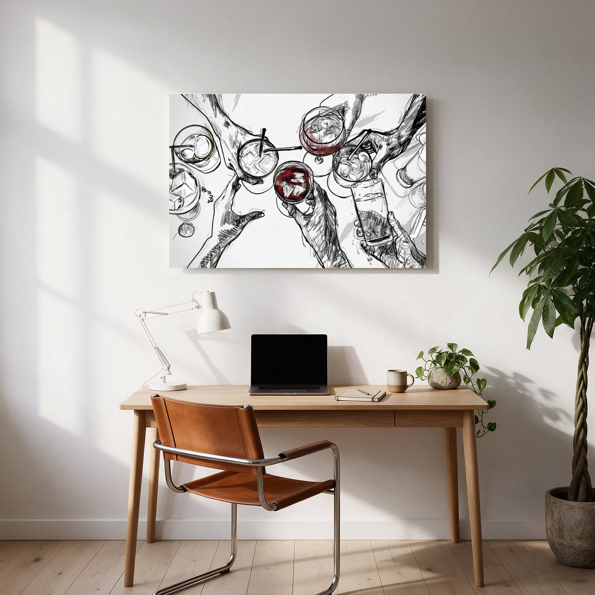 Cheers Line Drawing — office room landscape