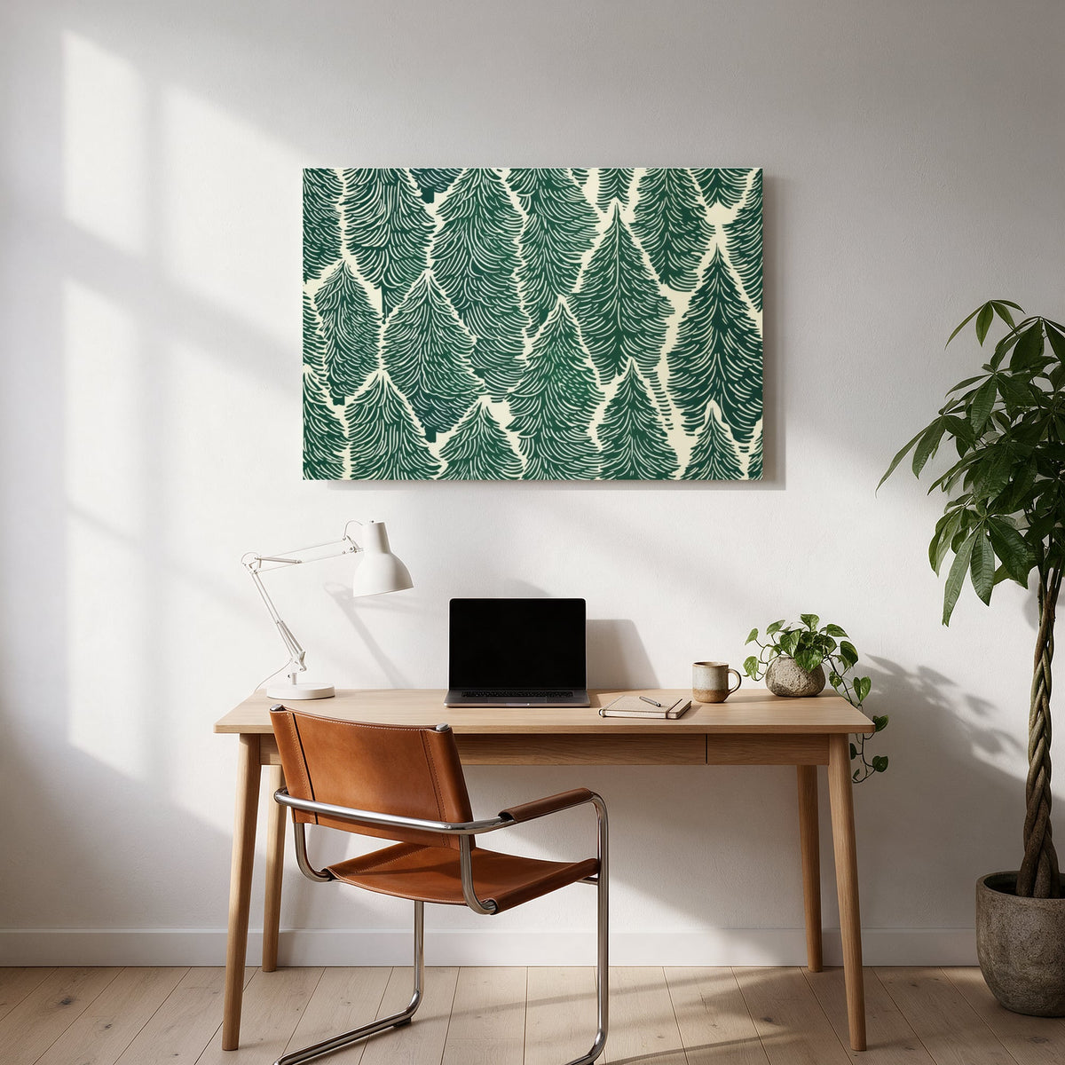 Evergreen Trees Pattern — office room landscape