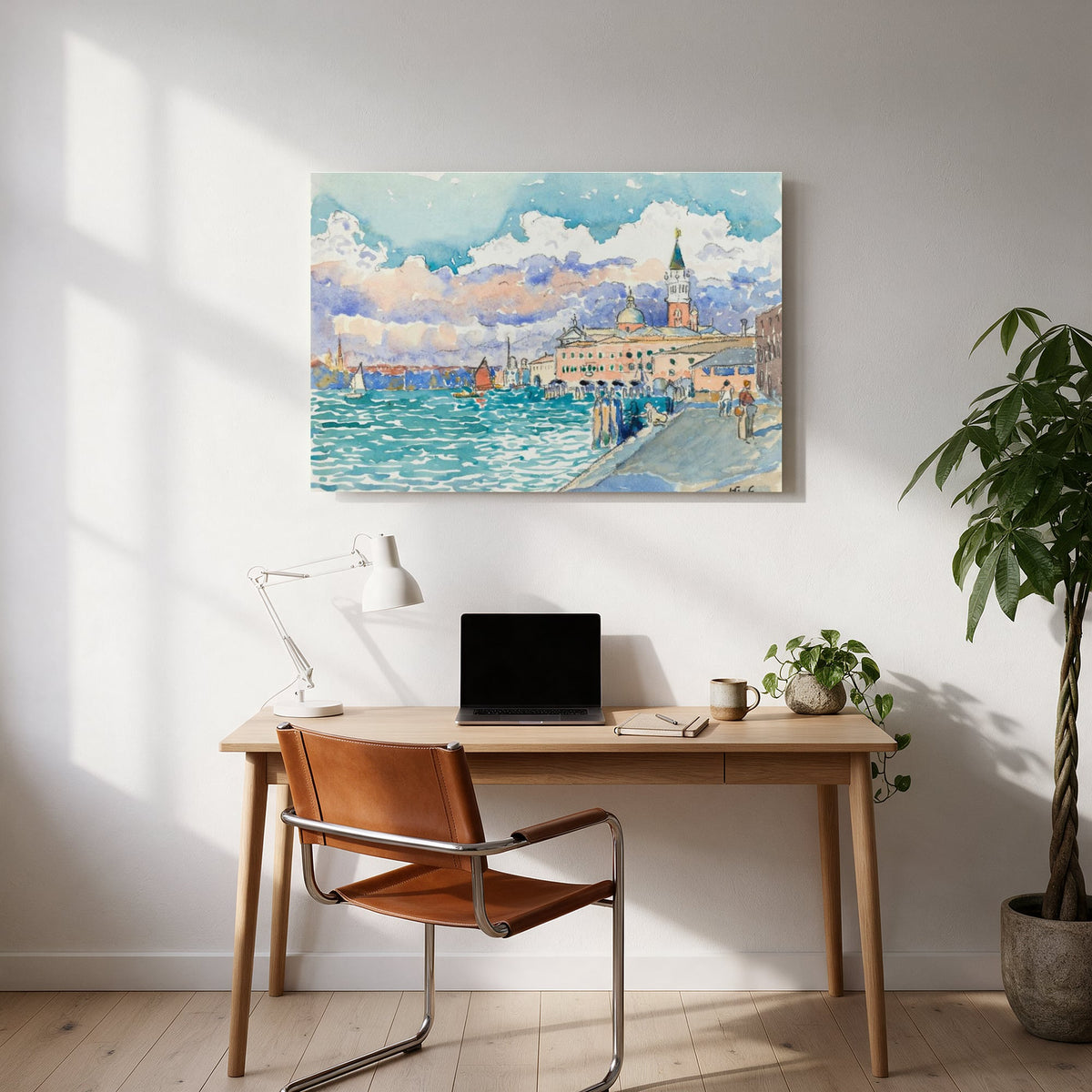 Watercolor Harbor — office room landscape