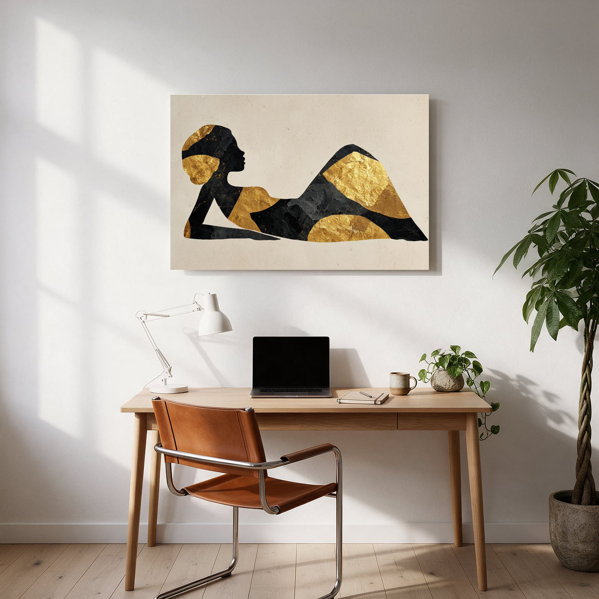 Reclining Gold Silhouette — office room landscape