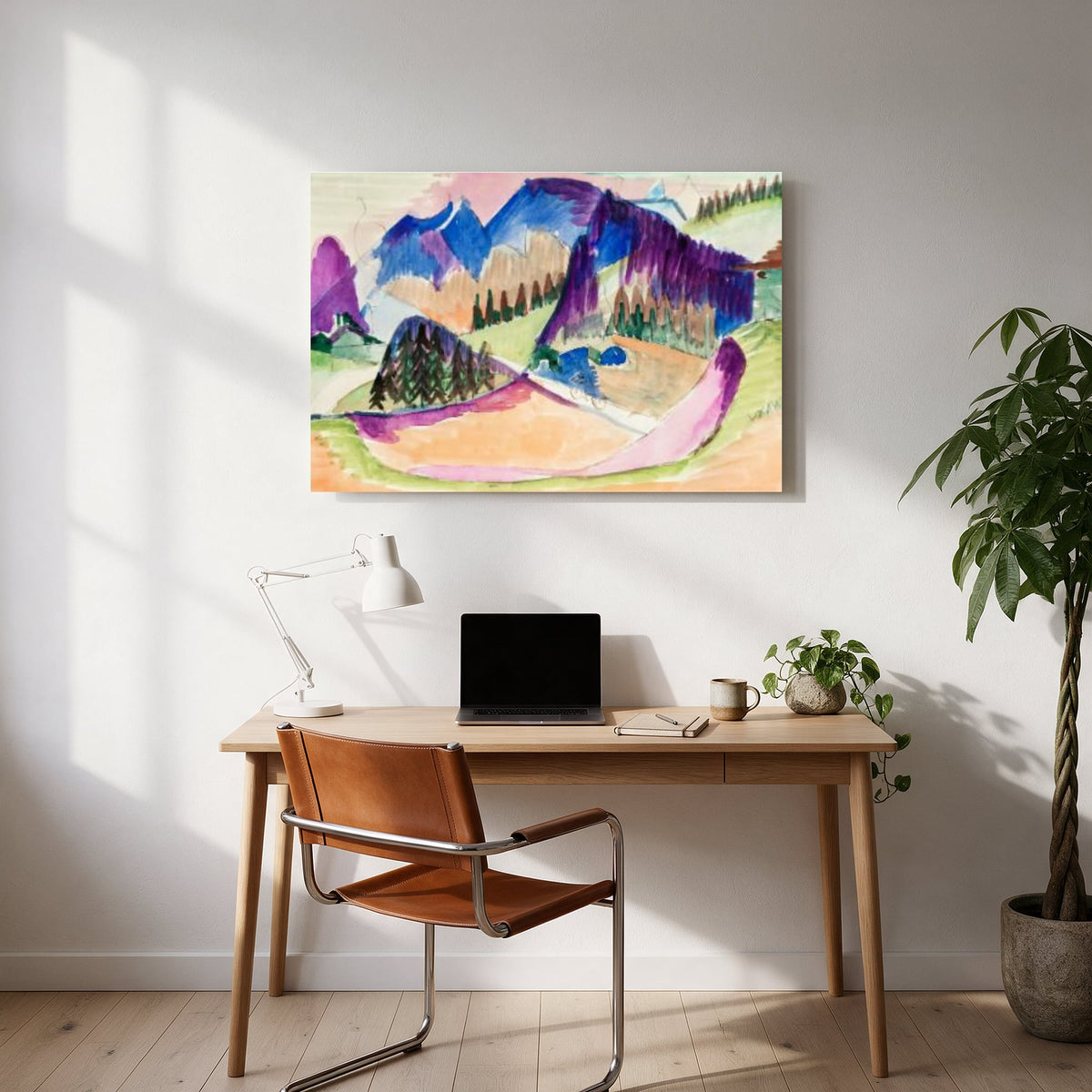 Alpine Watercolor Landscape — office room landscape