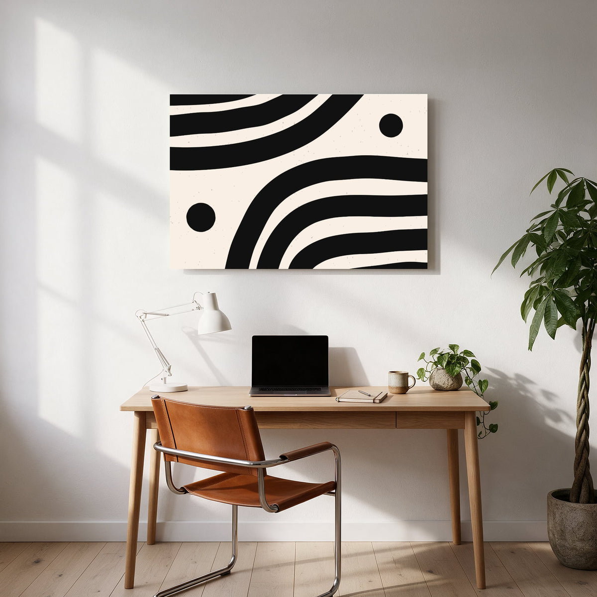 Wave Stripes with Dots — office room landscape