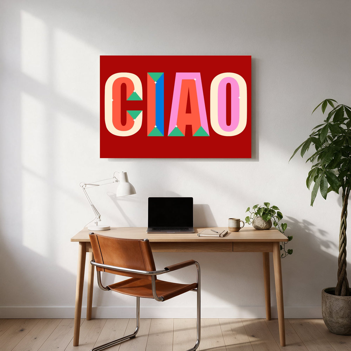 Ciao in Bold Letters — office room landscape