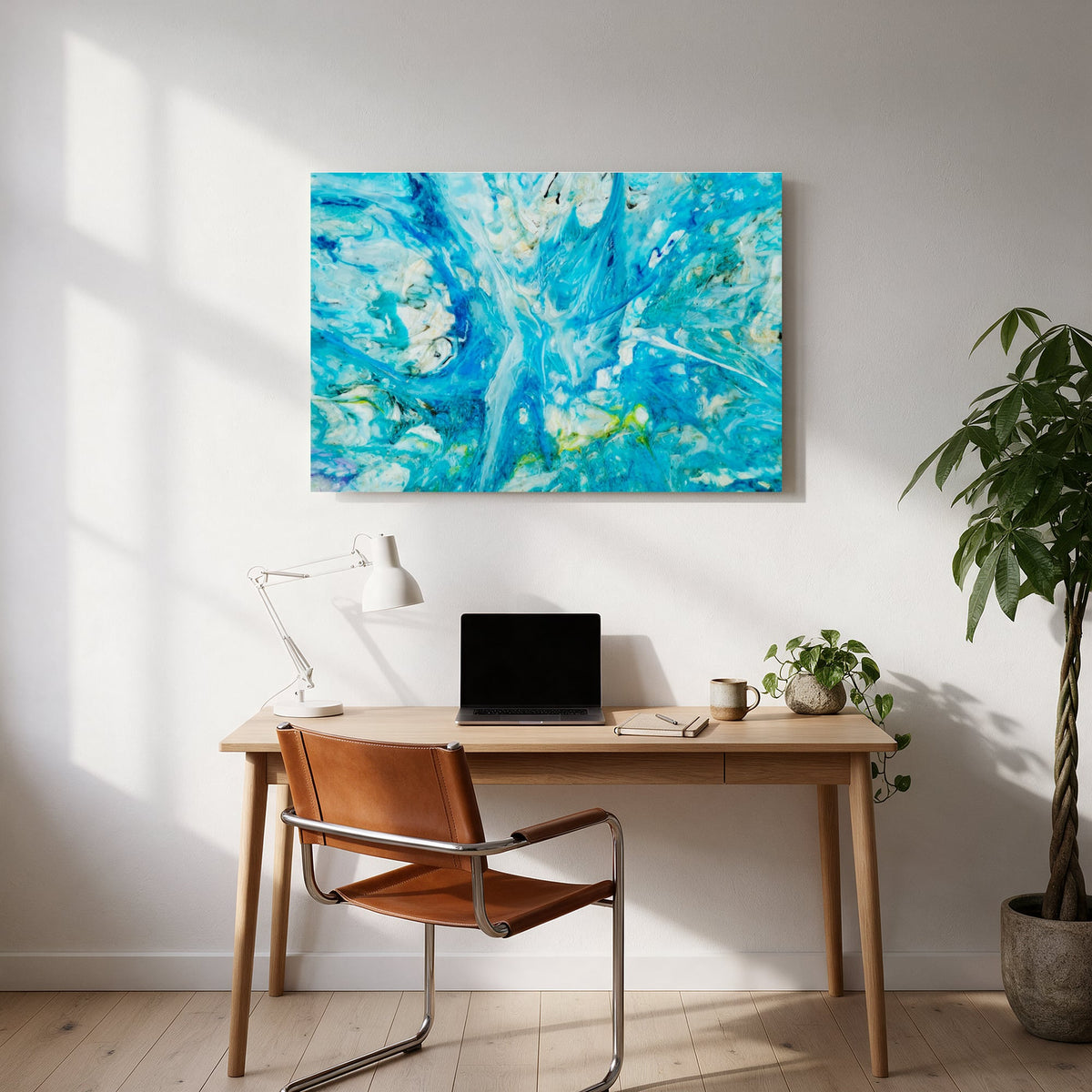 Turquoise Fluid Abstract — office room landscape