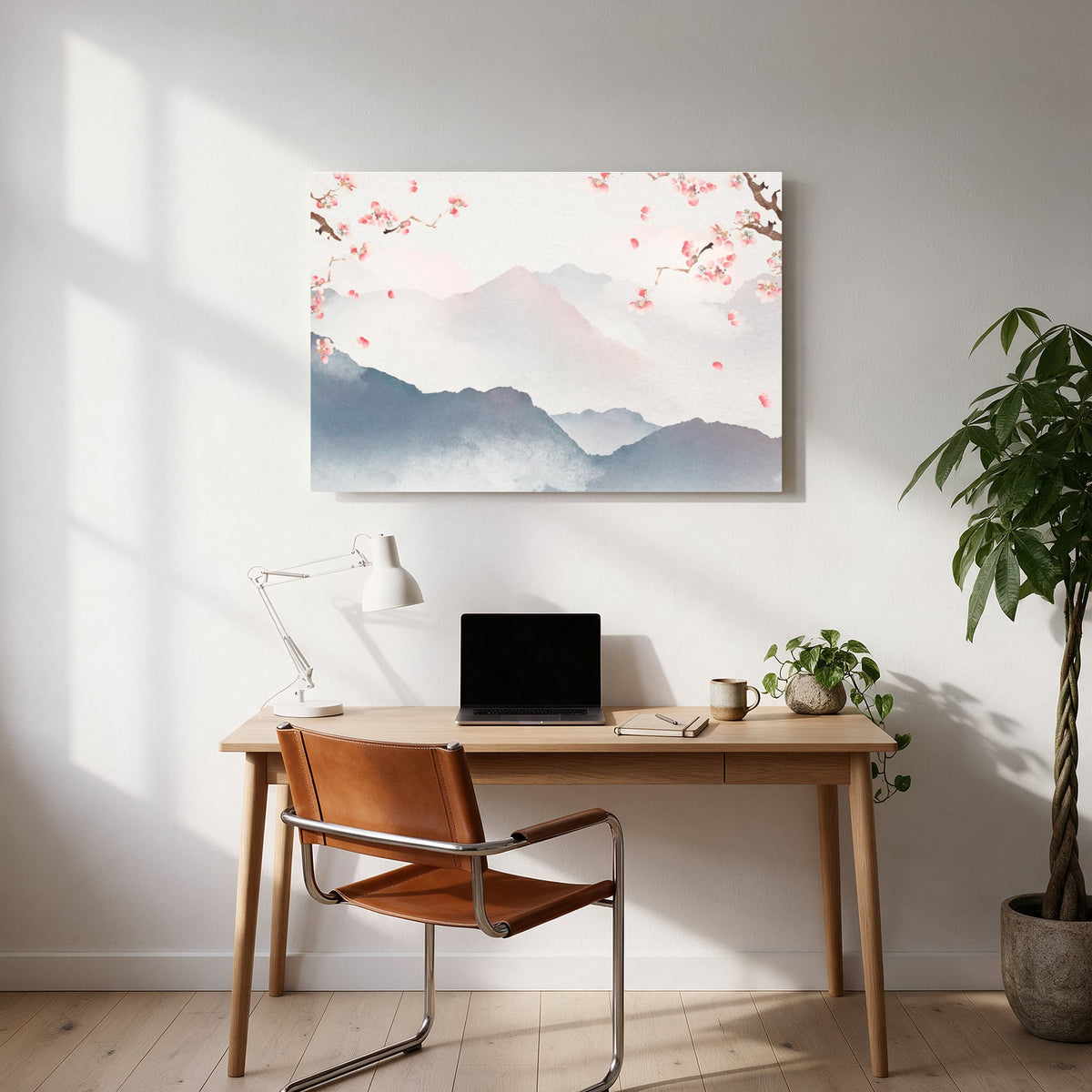 Misty Mountains and Plum Blossom — office room landscape