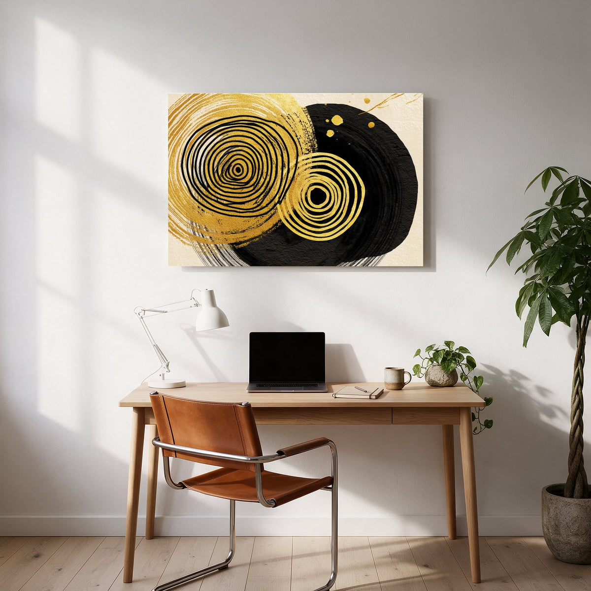 Overlapping Gold Spirals — office room landscape