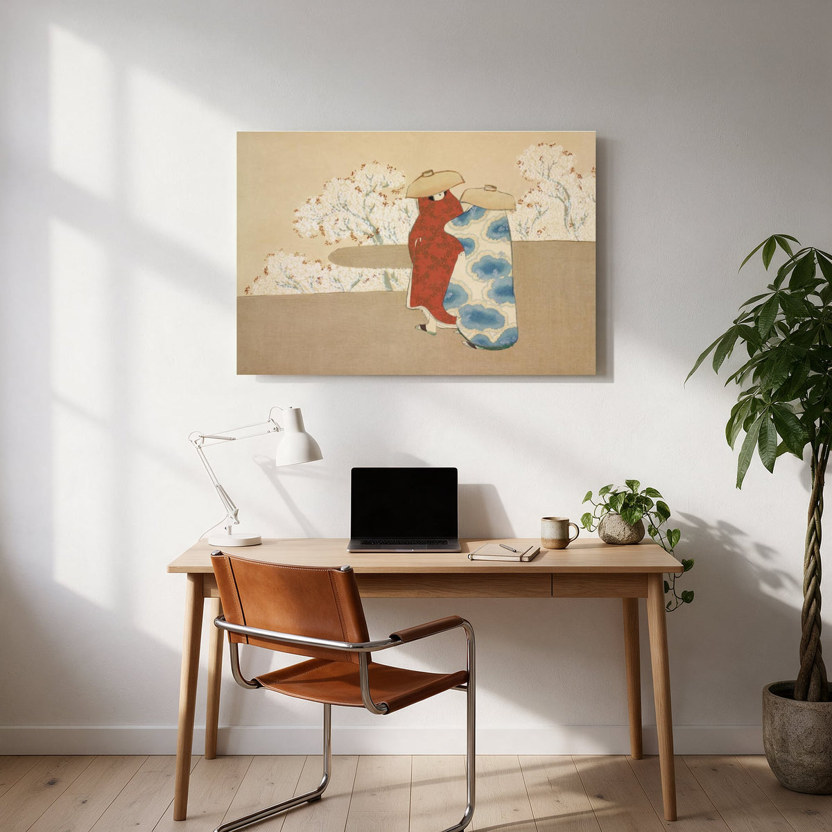 Kimono Figures in Snow — office room landscape