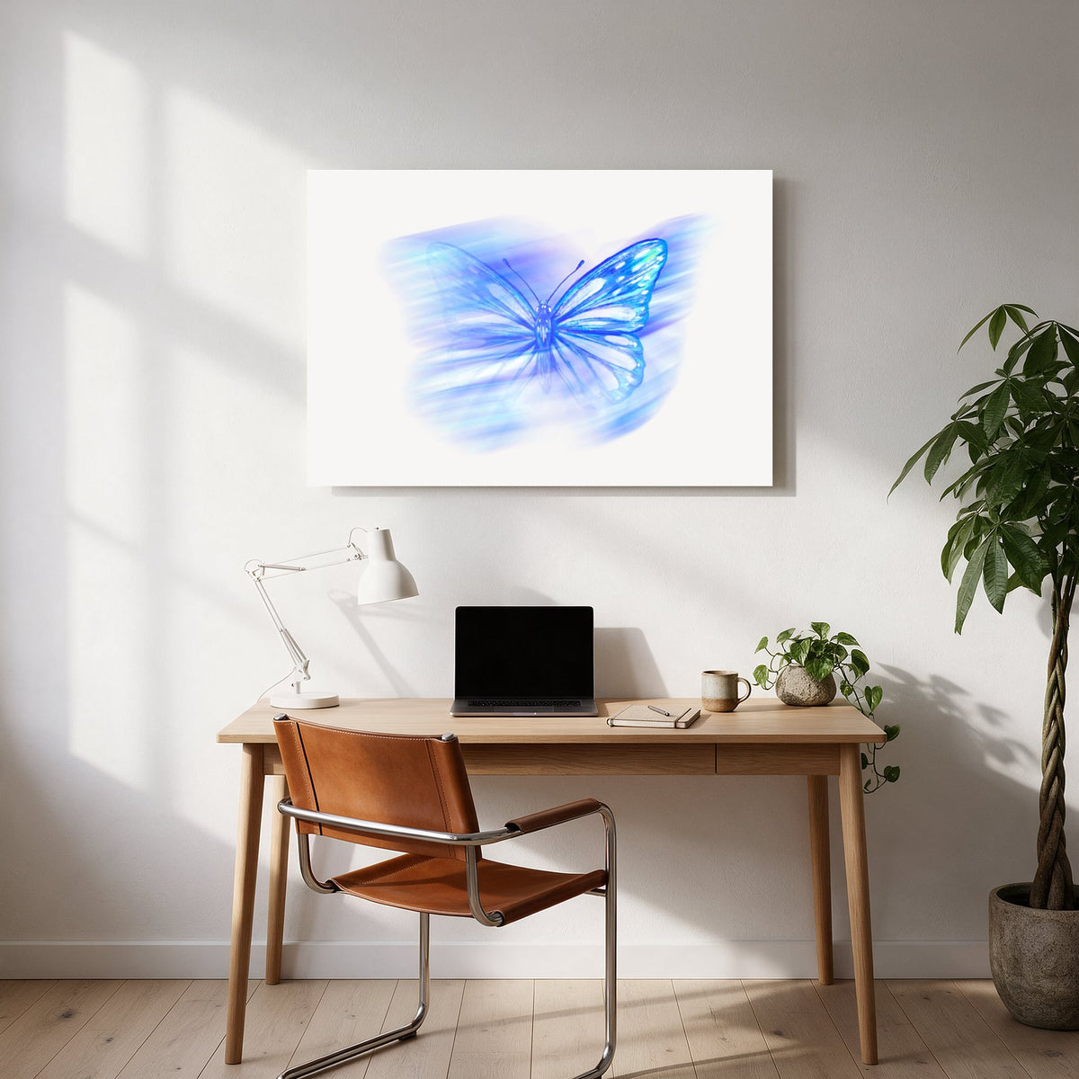 Blue Motion Butterfly — office room landscape
