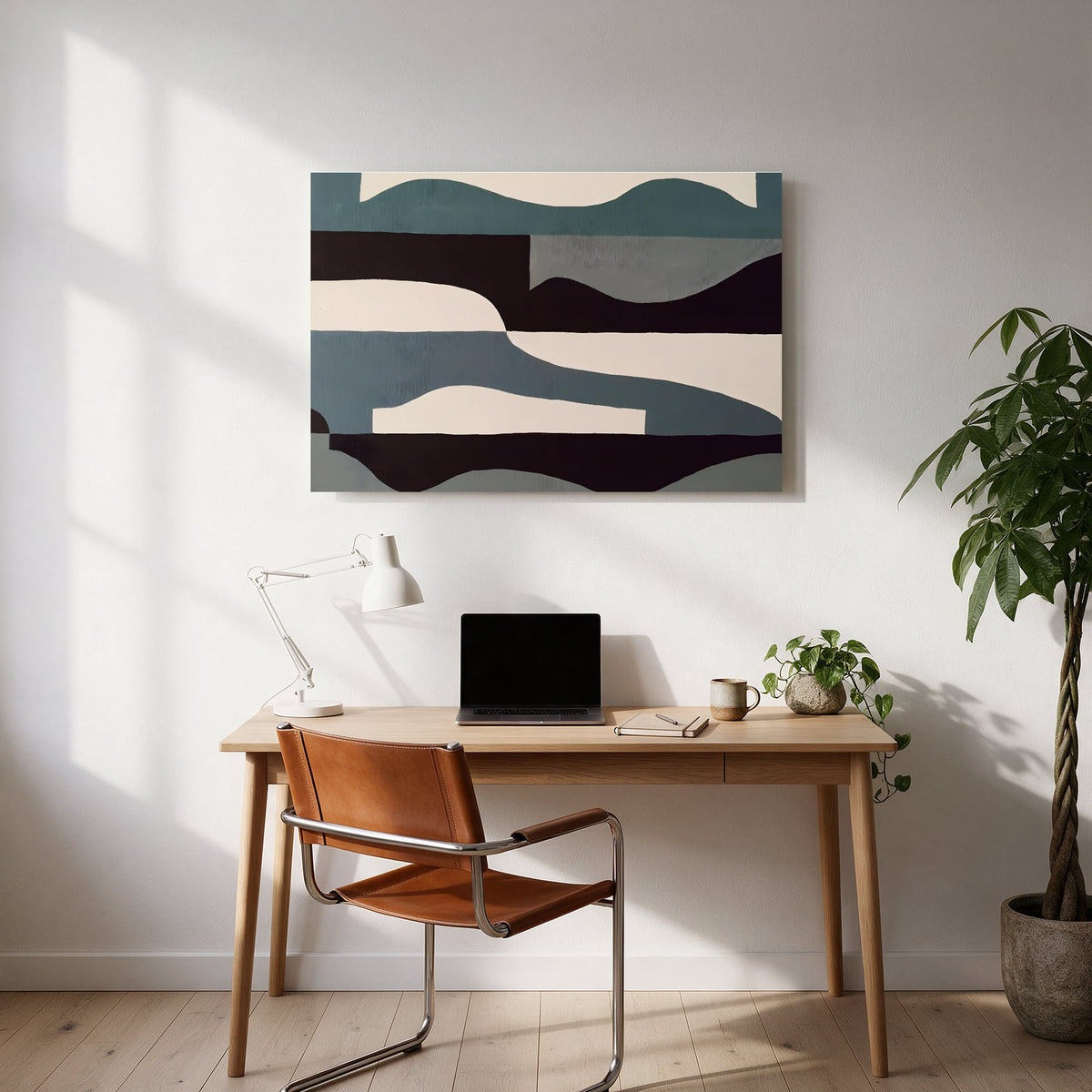 Teal and Black Landscape — office room landscape