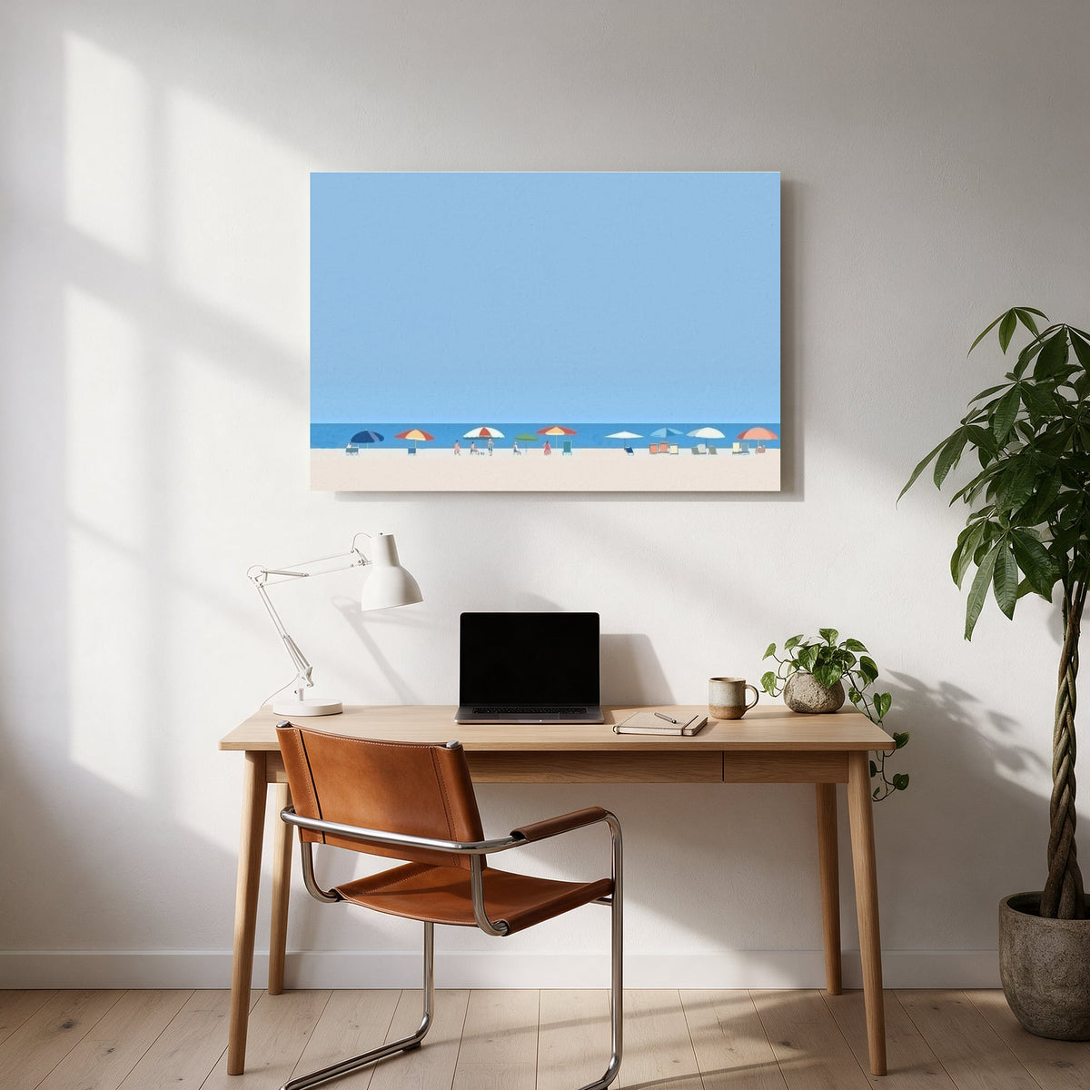Distant Beach Umbrellas — office room landscape