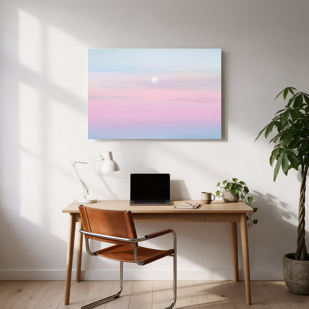 Pastel Moonrise — office room landscape