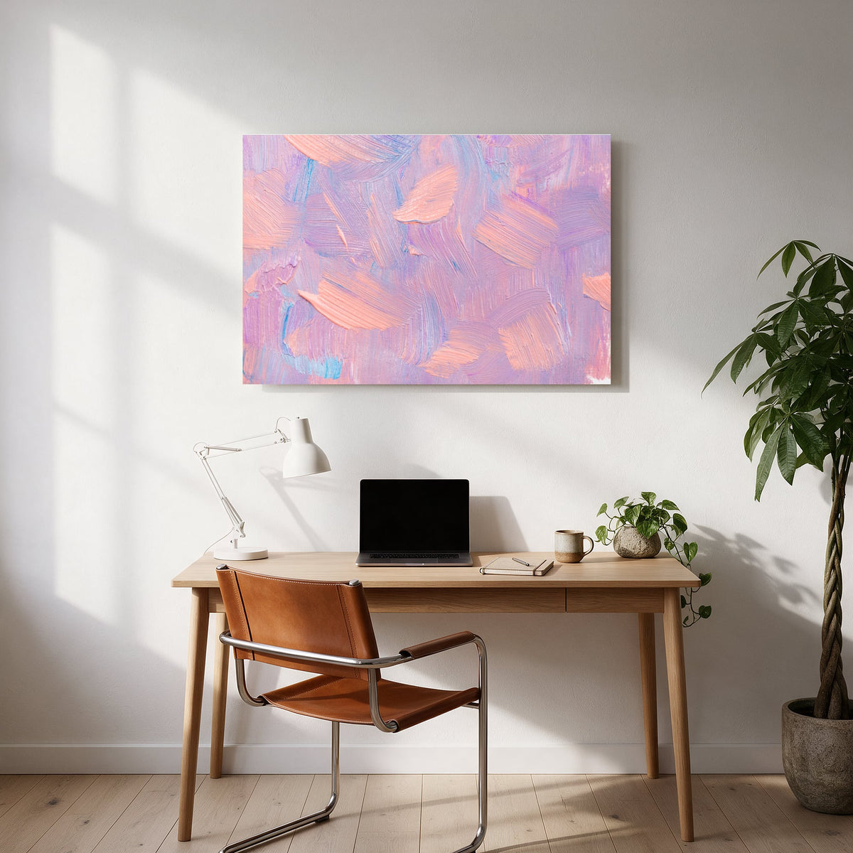 Lilac Peach Paint Strokes — office room landscape