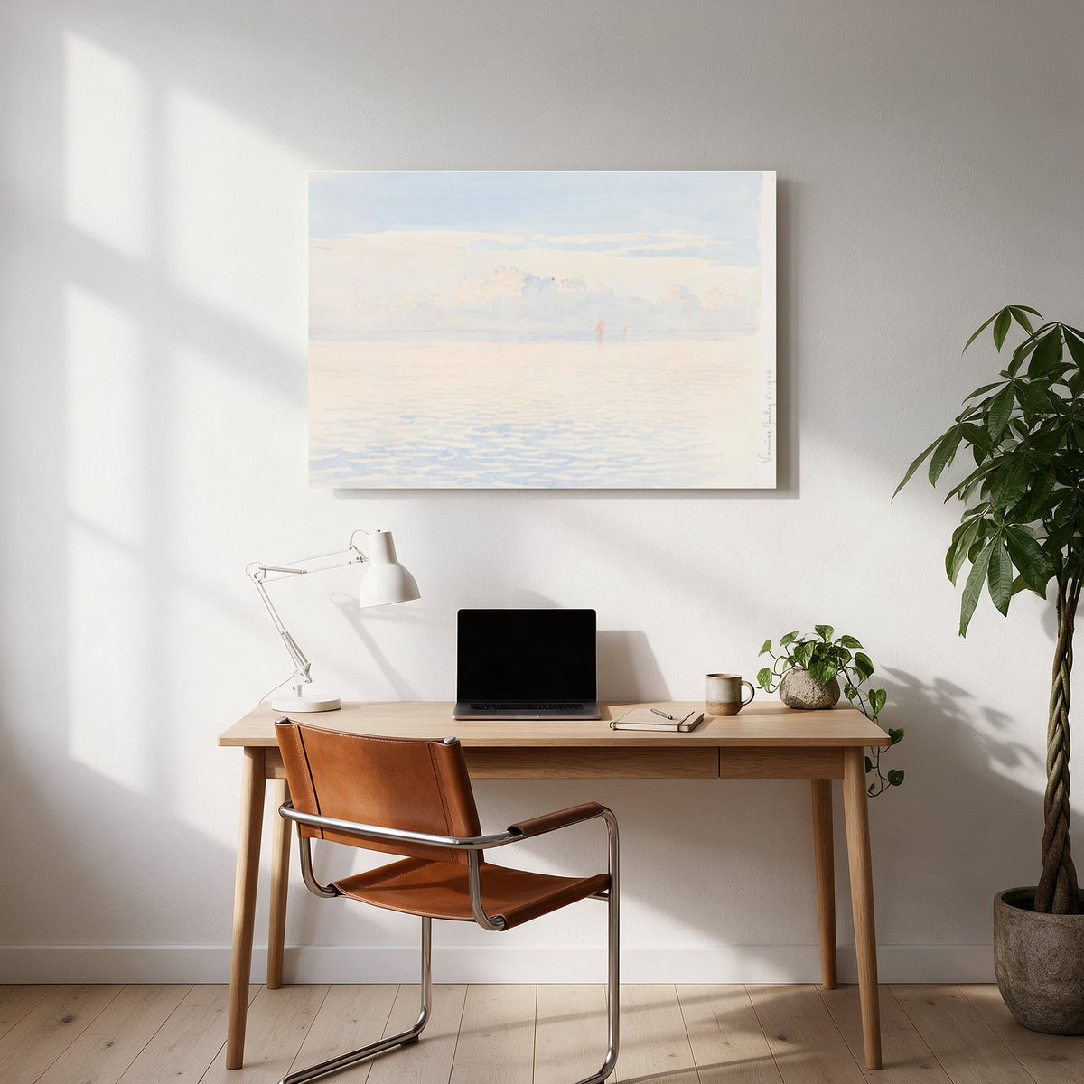 Pale Sea Watercolor — office room landscape