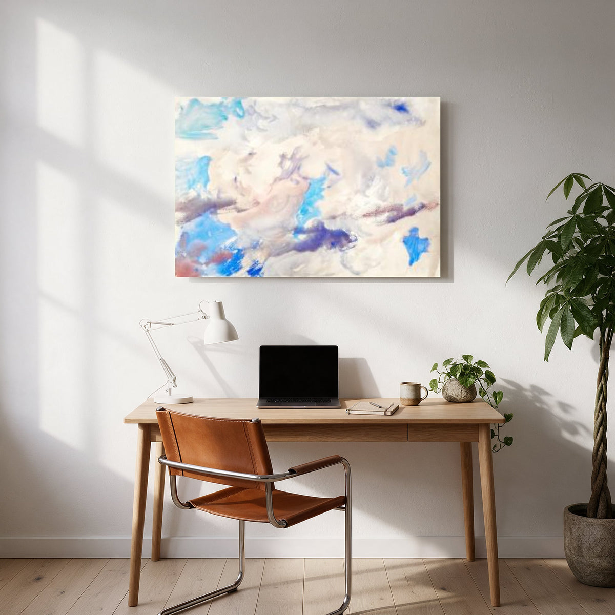 Watercolor Cloud Brushwork — office room landscape