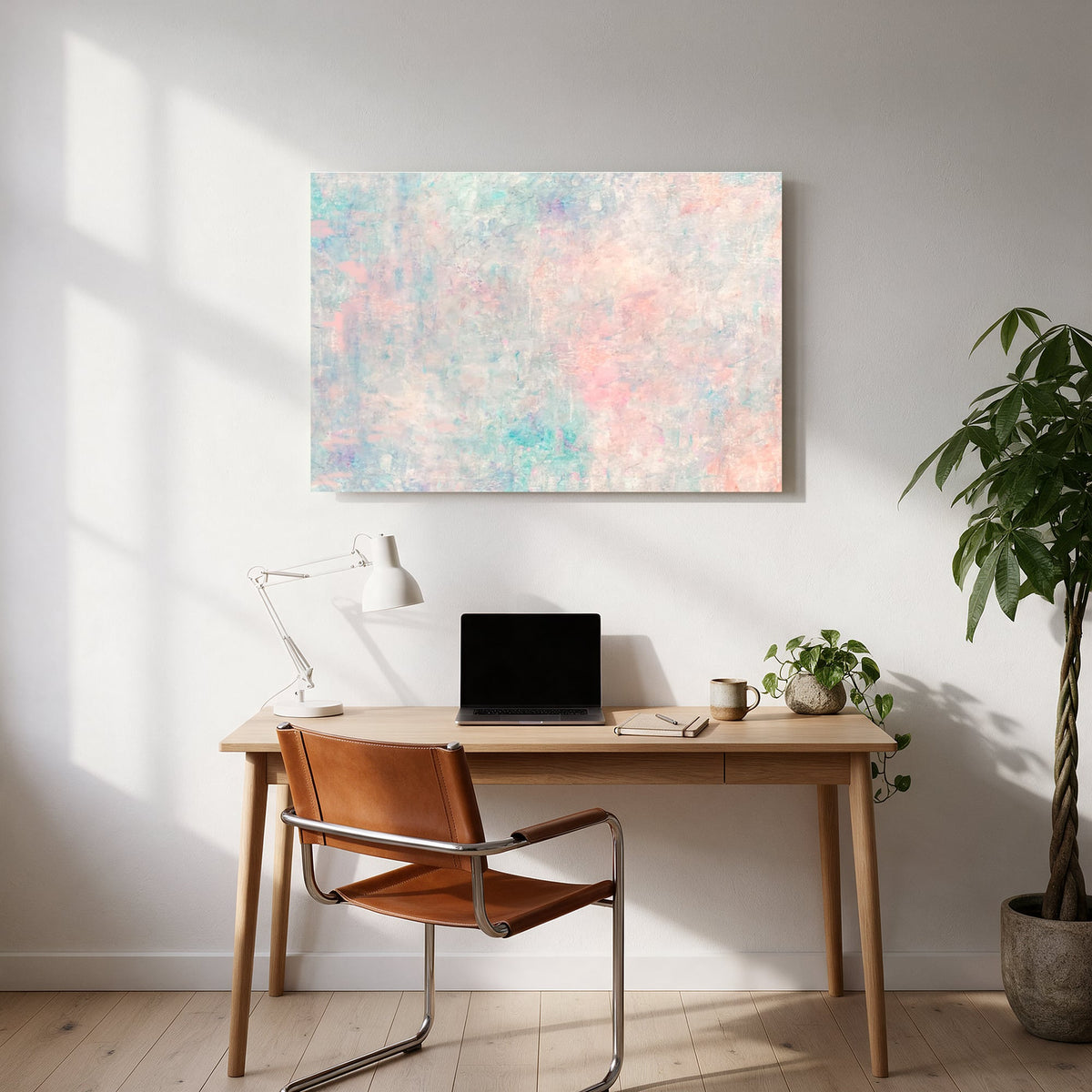 Impressionist Pastel Haze — office room landscape