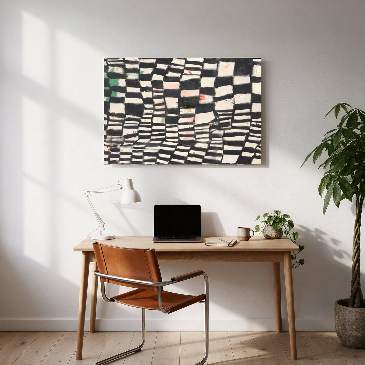 Checkerboard Ink Grid — office room landscape
