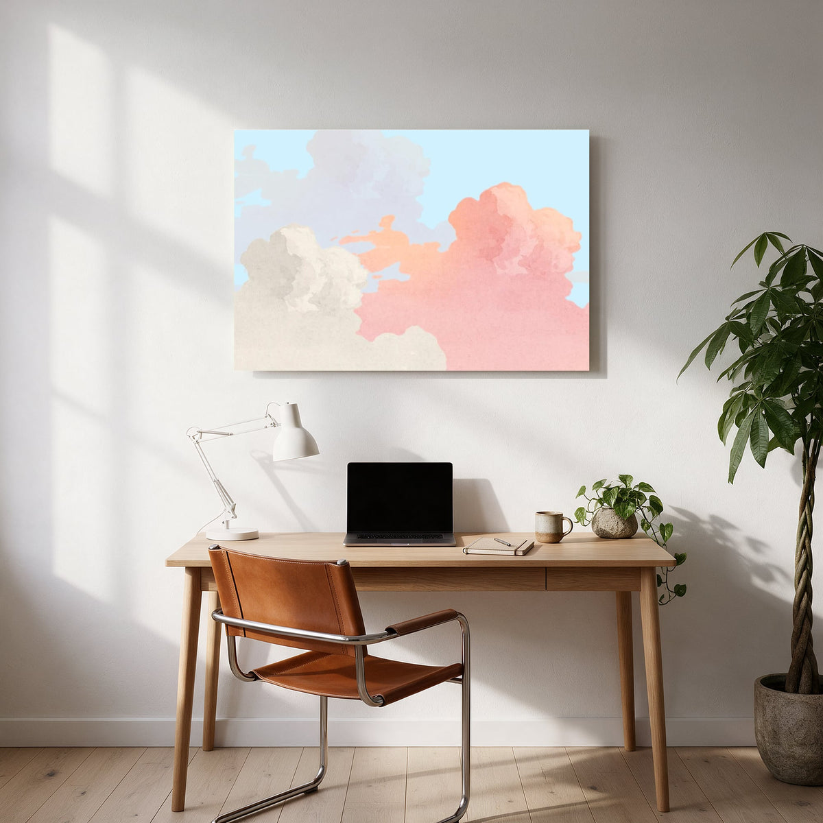 Pink and Blue Clouds — office room landscape