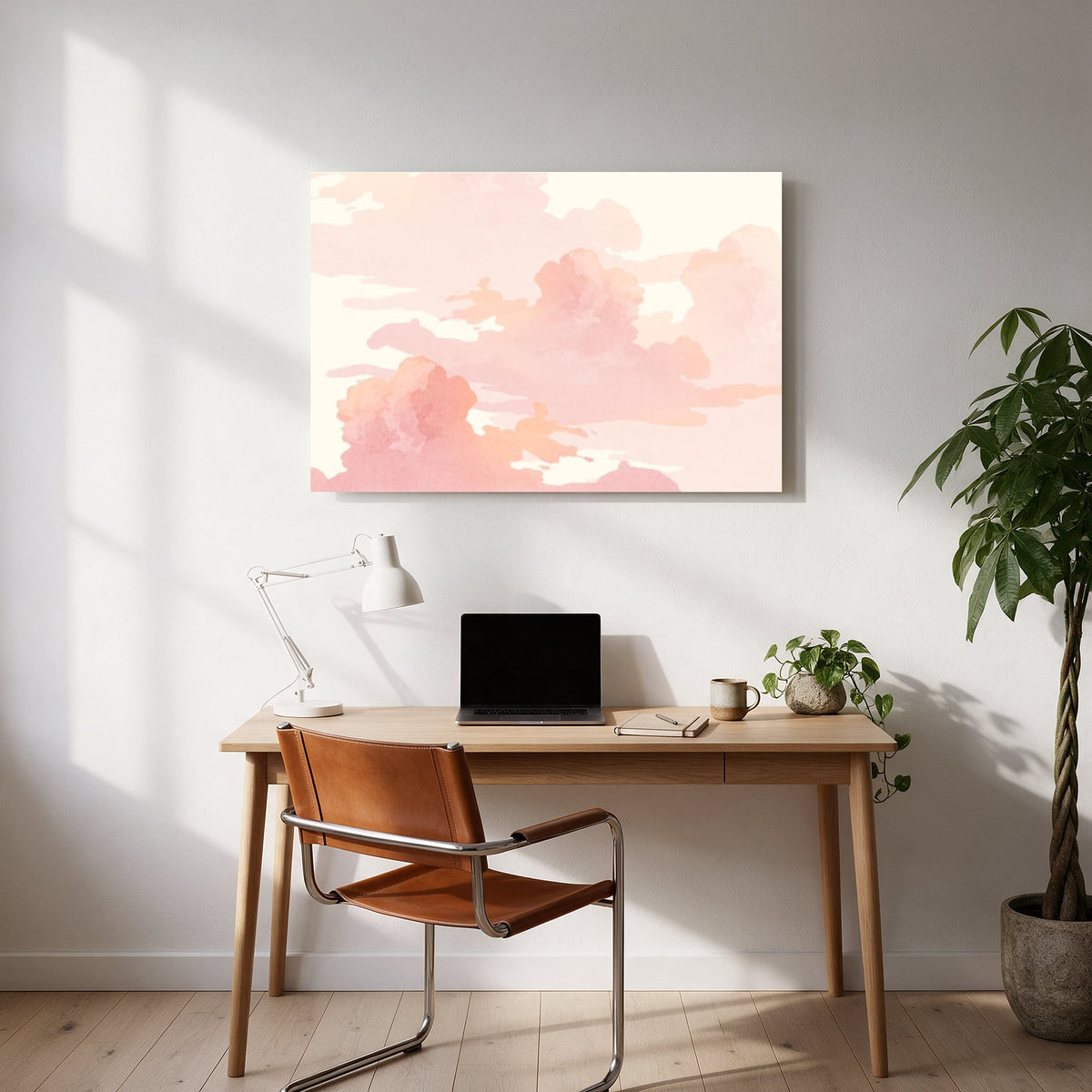 Peach Watercolor Clouds — office room landscape