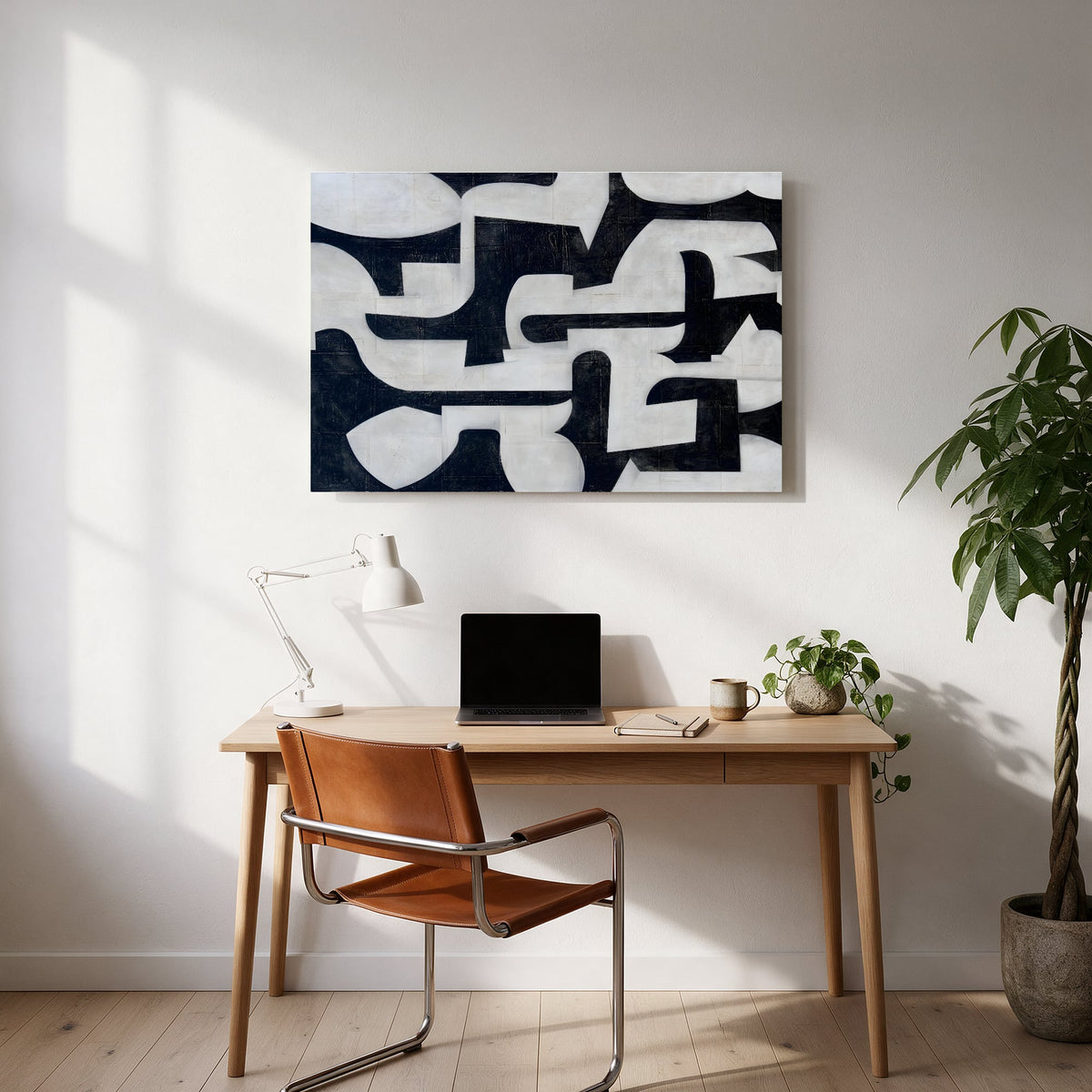 Interlocking Indigo Shapes — office room landscape