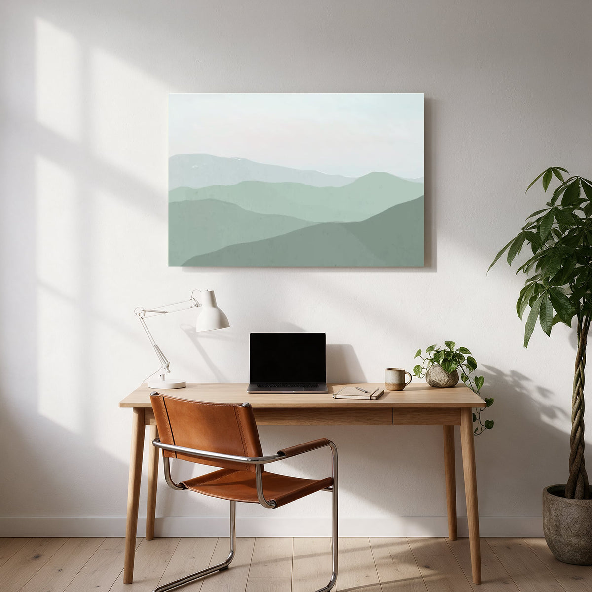 Soft Sage Mountains — office room landscape