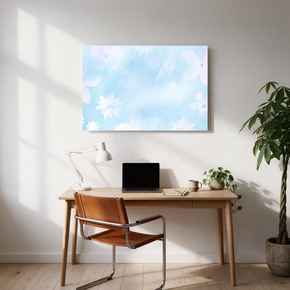 Floral Blue Bokeh — office room landscape