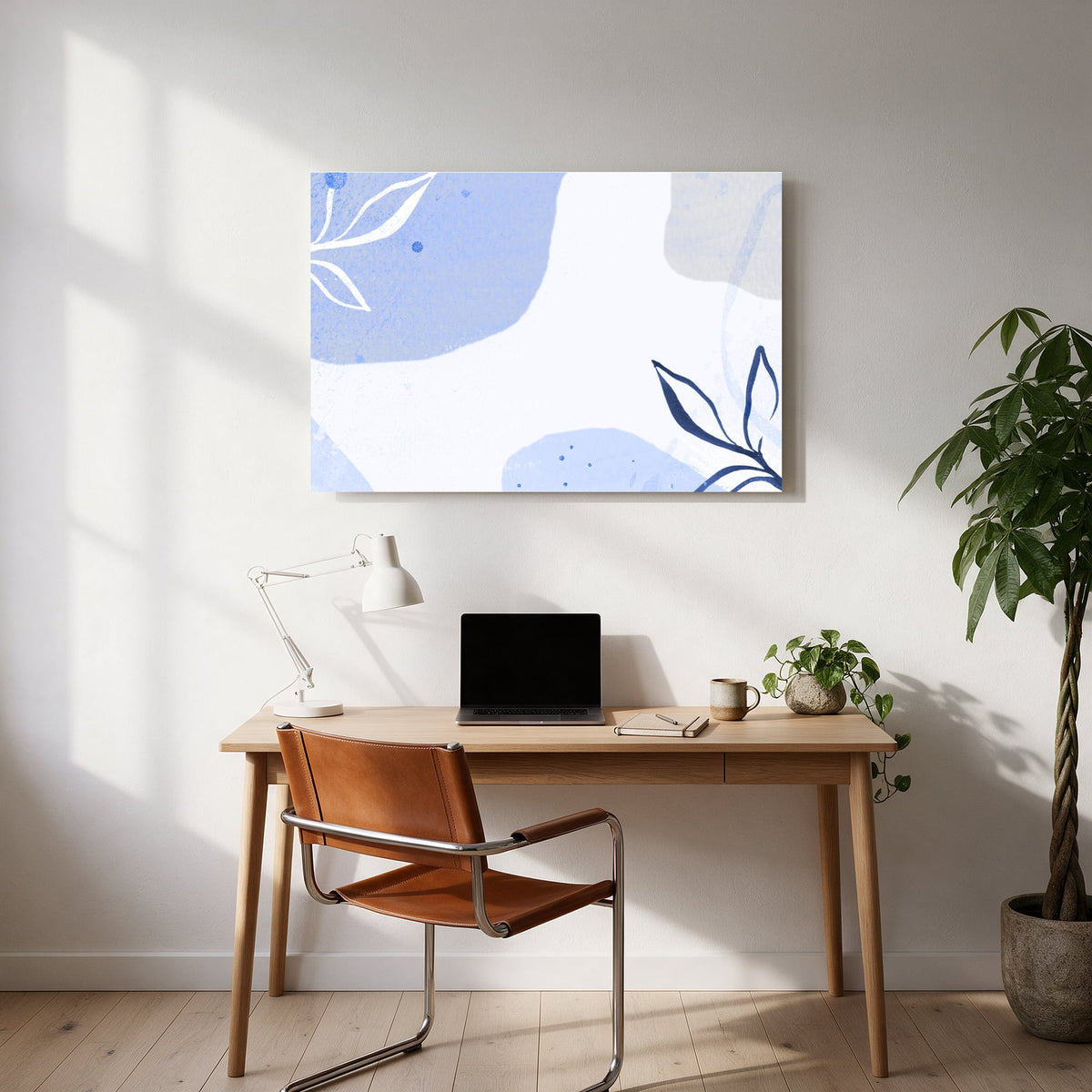 Blue Botanical Watercolor — office room landscape