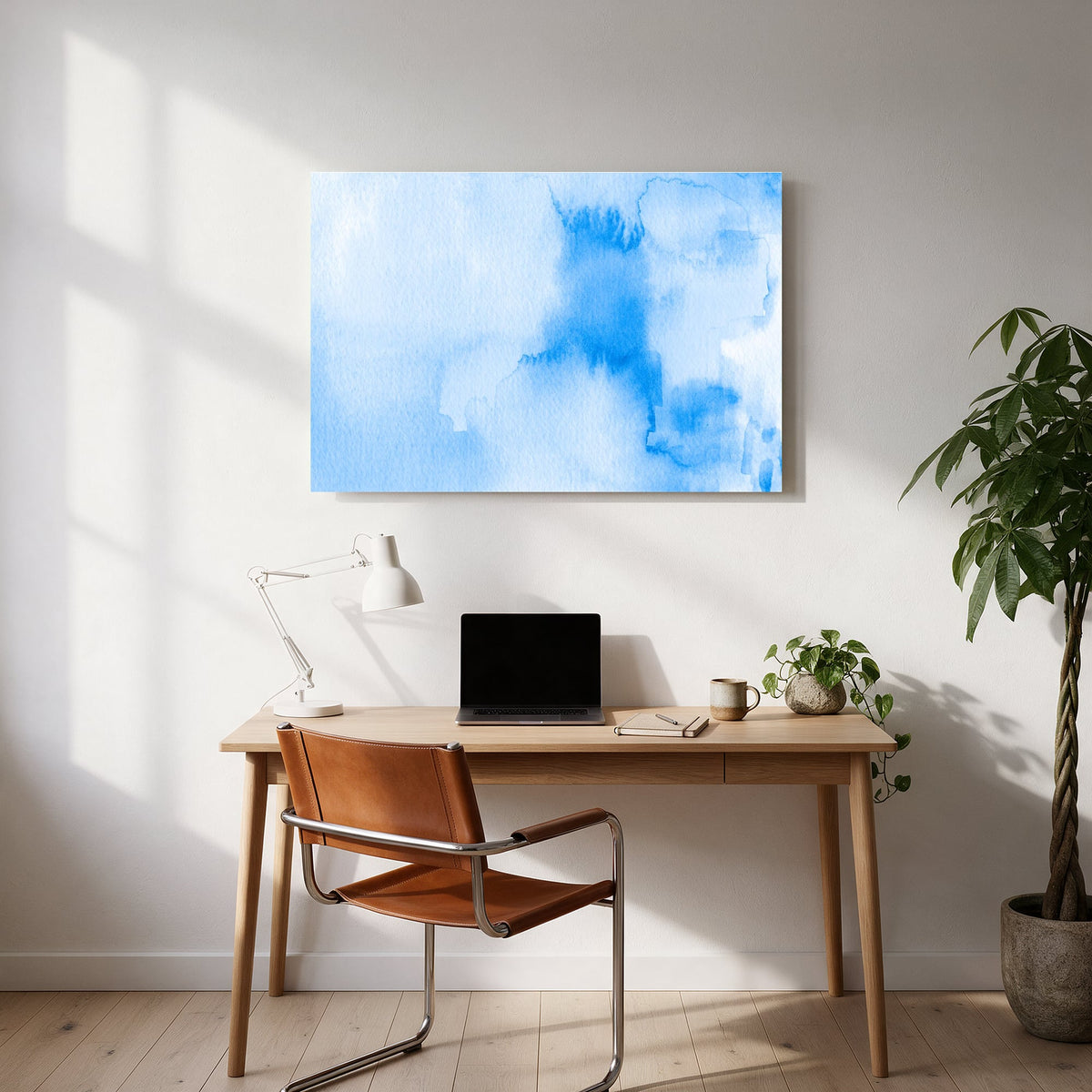 Sky Blue Watercolor Wash — office room landscape
