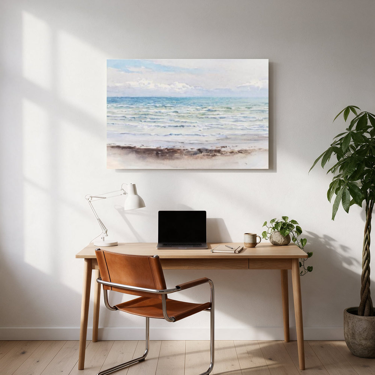 Blue Sea Watercolor — office room landscape